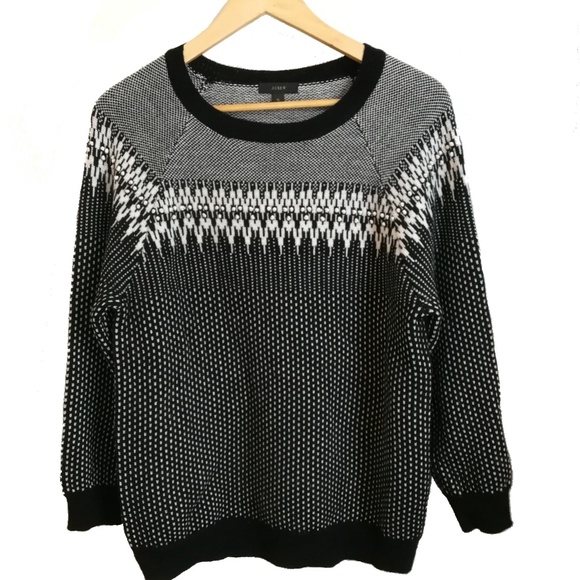 J. Crew Sweaters - J Crew Black Fair Isles Merino Sweater, size XL